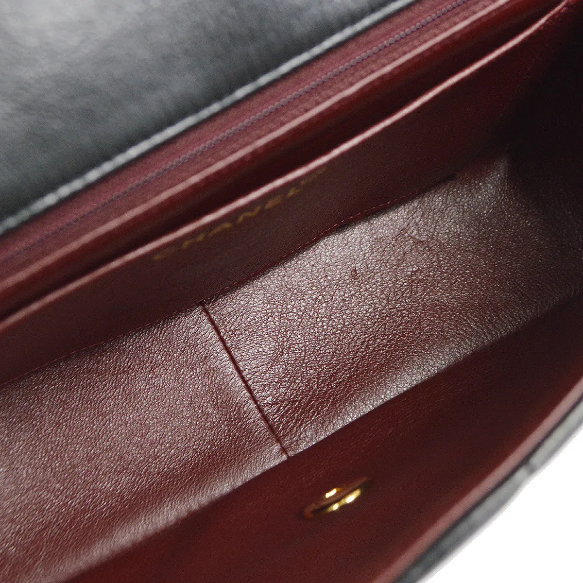CHANEL 1991-1994 Border Flap Medium Black Lambskin 87935