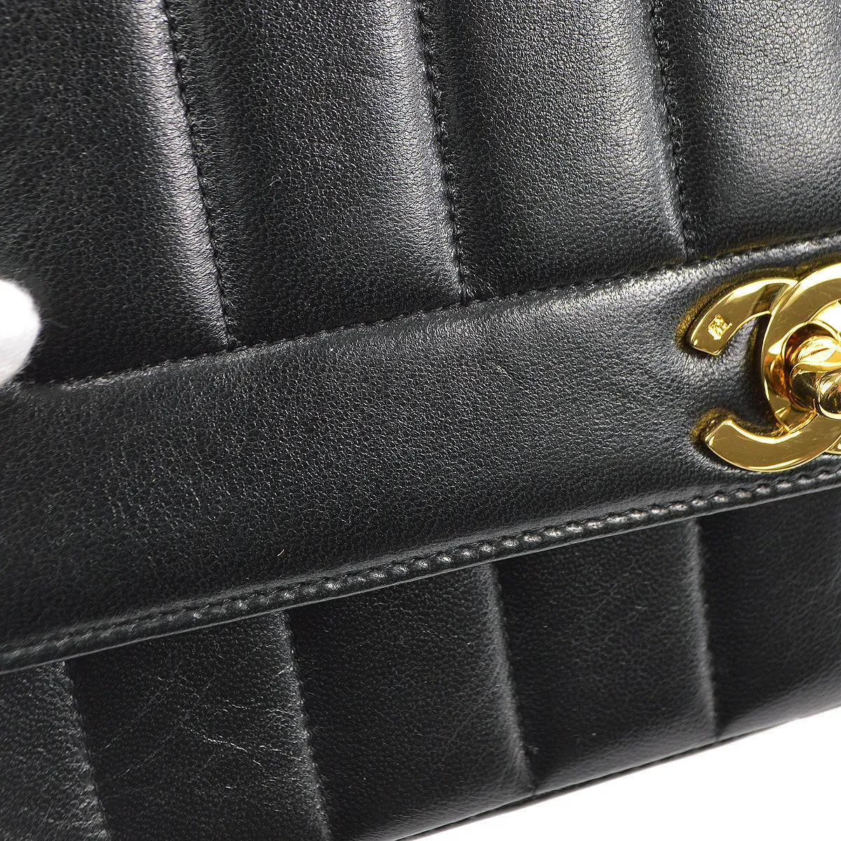 CHANEL 1991-1994 Border Flap Medium Black Lambskin 87935