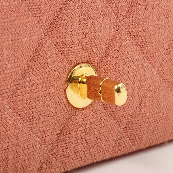 Chanel 1992 Cotton Diana Flap Chain Bag Light Coral