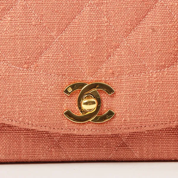 Chanel 1992 Cotton Diana Flap Chain Bag Light Coral