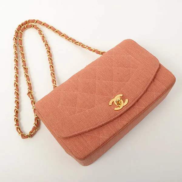 Chanel 1992 Cotton Diana Flap Chain Bag Light Coral