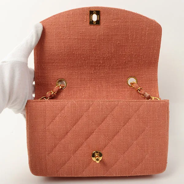 Chanel 1992 Cotton Diana Flap Chain Bag Light Coral
