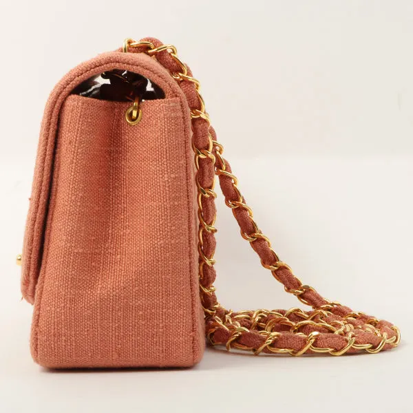 Chanel 1992 Cotton Diana Flap Chain Bag Light Coral