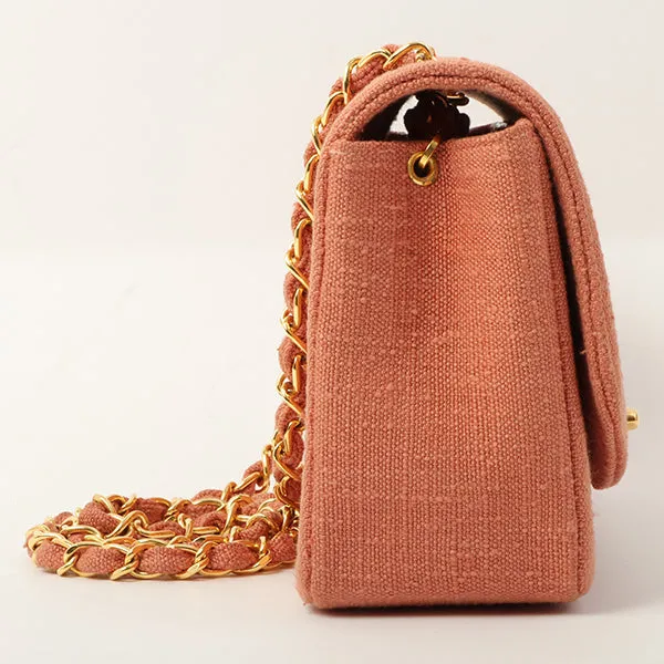 Chanel 1992 Cotton Diana Flap Chain Bag Light Coral