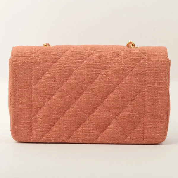 Chanel 1992 Cotton Diana Flap Chain Bag Light Coral
