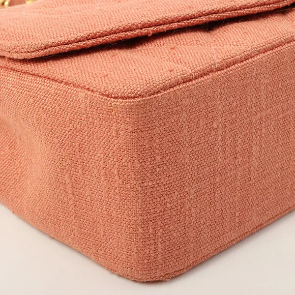Chanel 1992 Cotton Diana Flap Chain Bag Light Coral