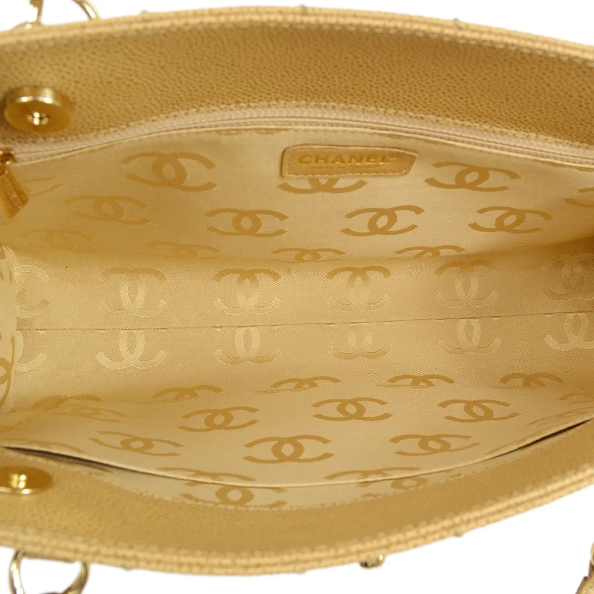 CHANEL 2001-2003 Beige Caviar Wild Stitch Tote