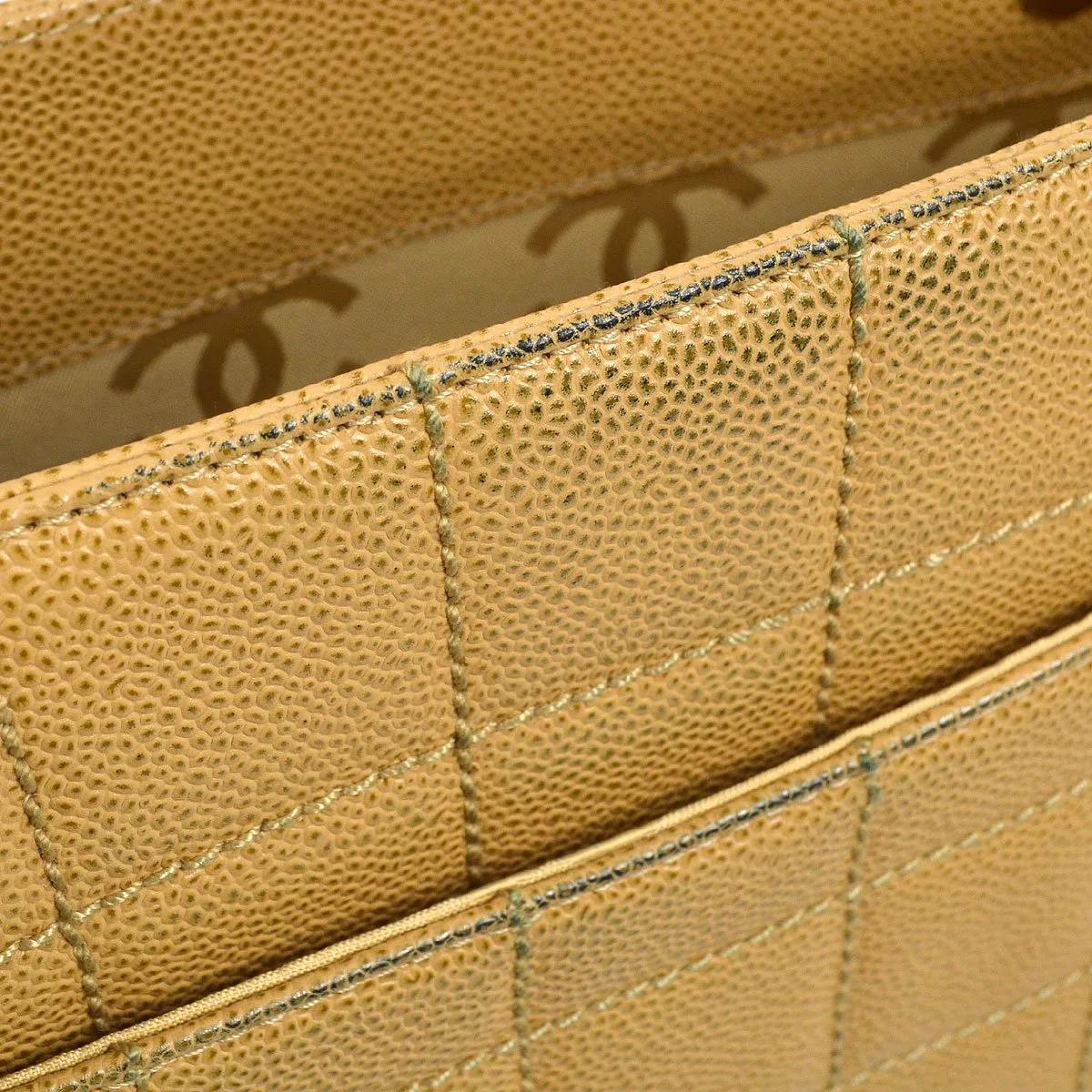 CHANEL 2001-2003 Beige Caviar Wild Stitch Tote