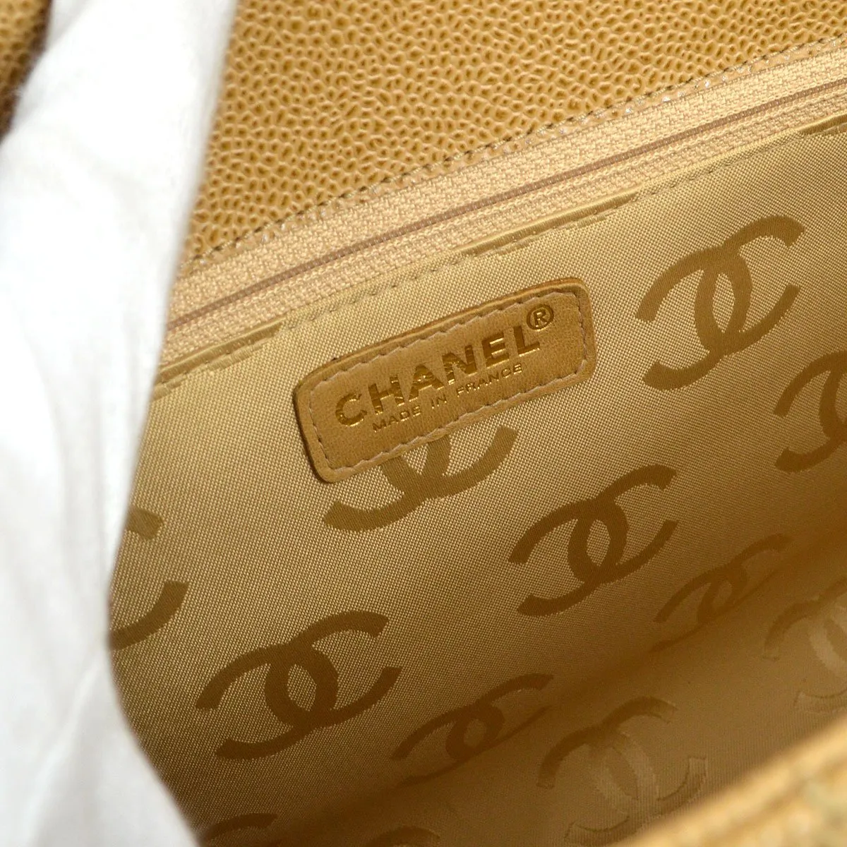 CHANEL 2001-2003 Beige Caviar Wild Stitch Tote