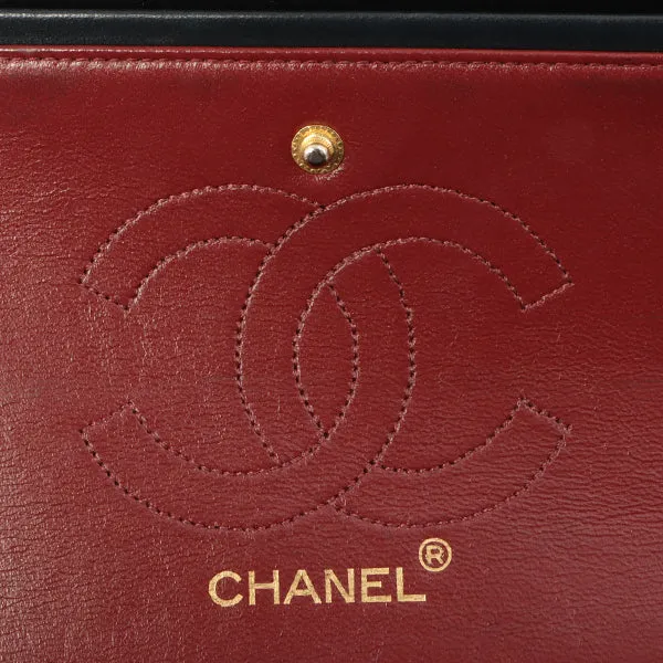 Chanel Around 1985-1990 Made Straight Flap Turn-Lock Chain Bag Black