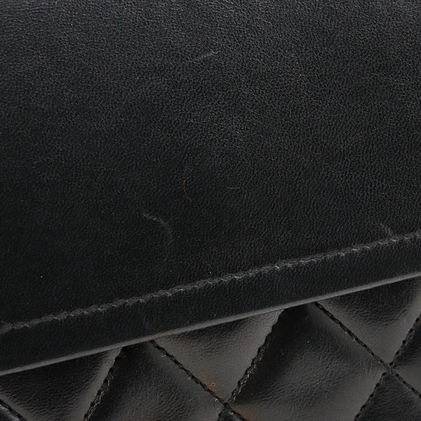 Chanel Around 1985-1990 Made Straight Flap Turn-Lock Chain Bag Black