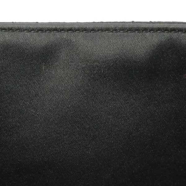 Chanel Around 1985~1990 Silk Satin Cc Mark Plate Straight Flap Chain Bag Black