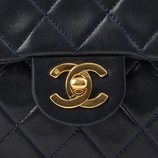 Chanel Around 1990 Made Classic Flap Chain Bag Mini Navy