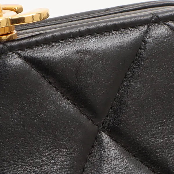 Chanel Around 1997 Made Turn-Lock Metal Clasp Chain Shoulder Bag Black