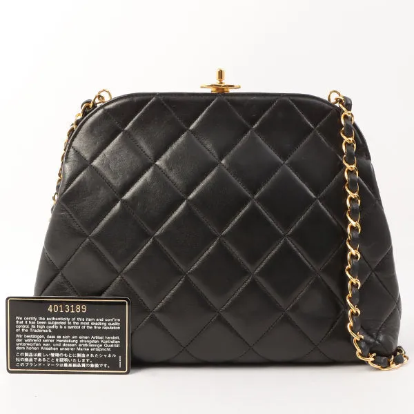Chanel Around 1997 Made Turn-Lock Metal Clasp Chain Shoulder Bag Black