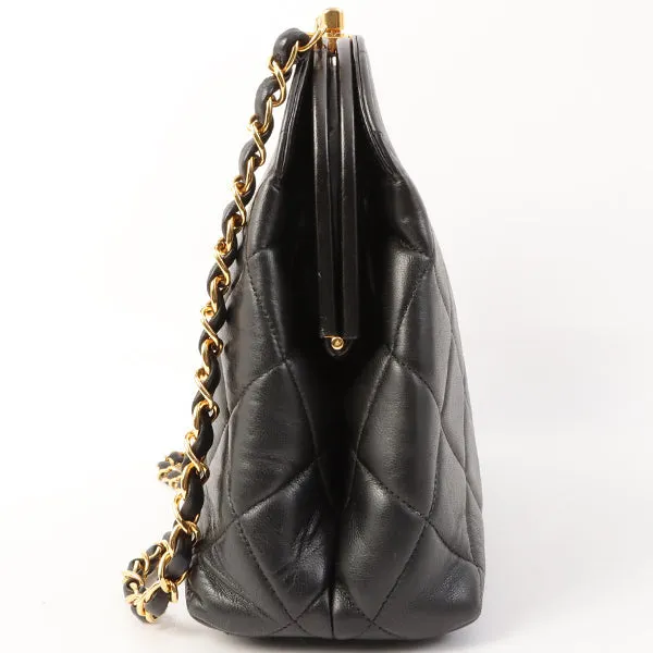 Chanel Around 1997 Made Turn-Lock Metal Clasp Chain Shoulder Bag Black
