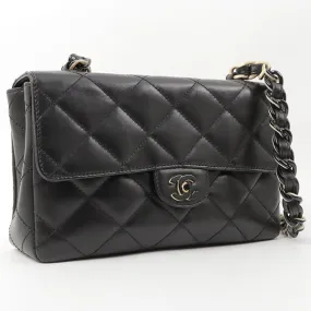 Chanel Around 2000 Made Turn-Lock Plate Plastic Chain Bag Black