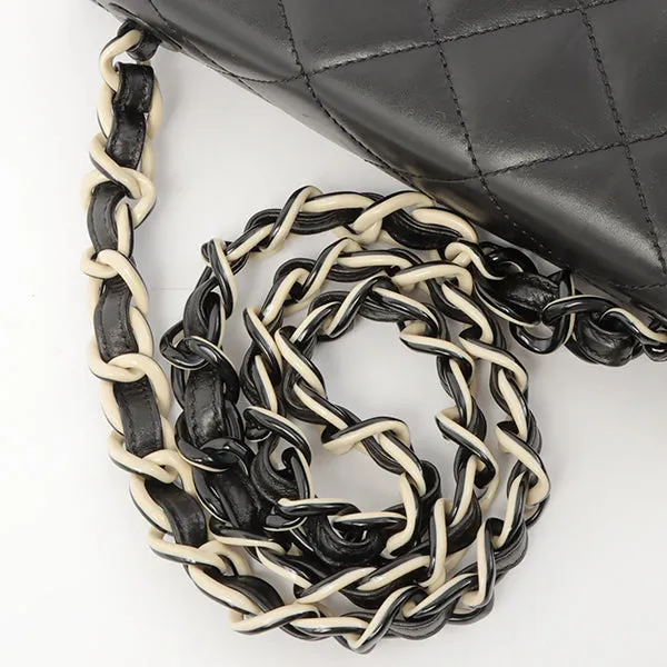 Chanel Around 2000 Made Turn-Lock Plate Plastic Chain Bag Black