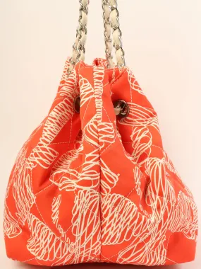 CHANEL Around 2008 Made Cc Mark Charm Multi Motif Shoulder Bag Red