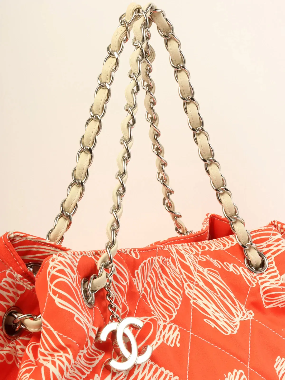 CHANEL Around 2008 Made Cc Mark Charm Multi Motif Shoulder Bag Red
