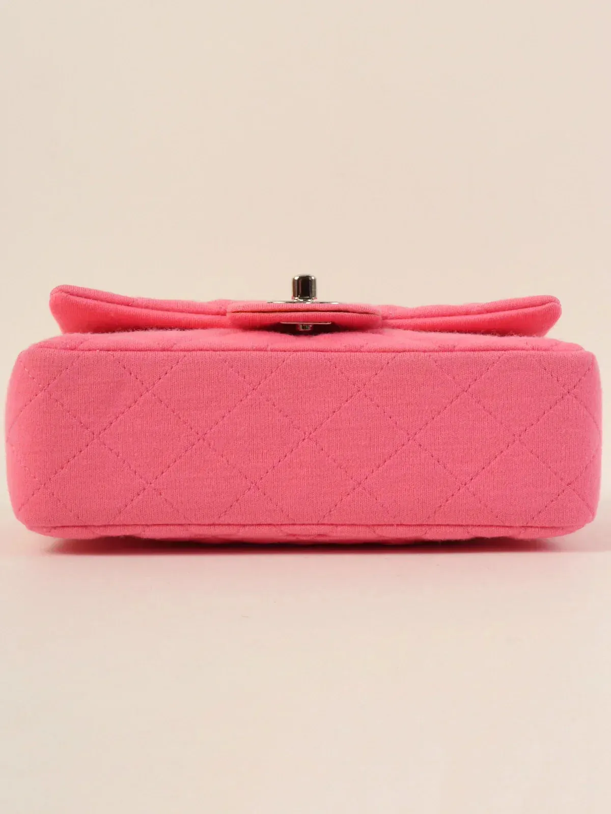 CHANEL Around 2014 Made Cotton Turn-Lock Shoulder Bag Pink