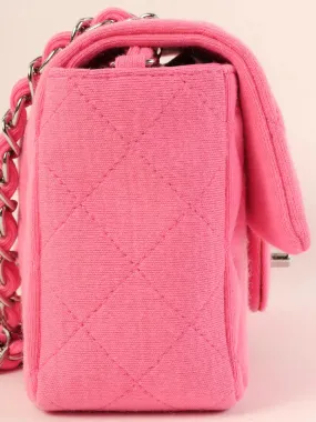 CHANEL Around 2014 Made Cotton Turn-Lock Shoulder Bag Pink