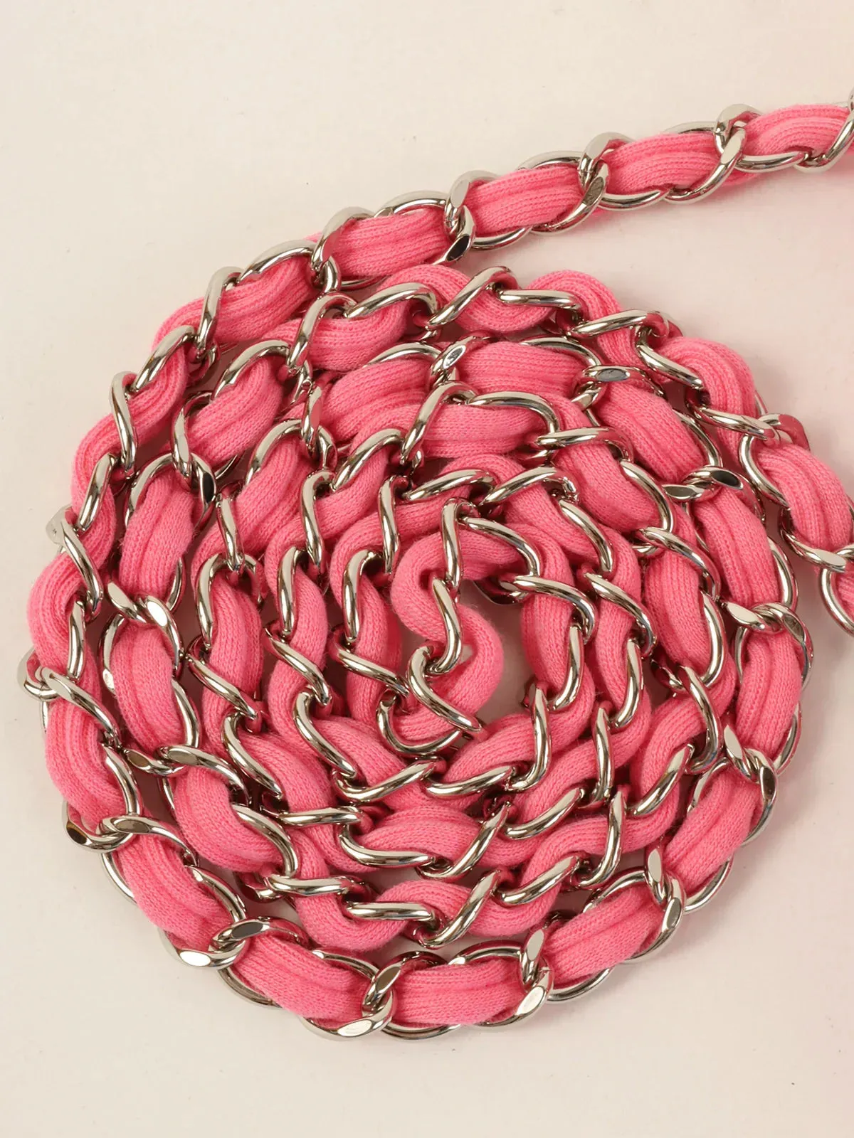 CHANEL Around 2014 Made Cotton Turn-Lock Shoulder Bag Pink