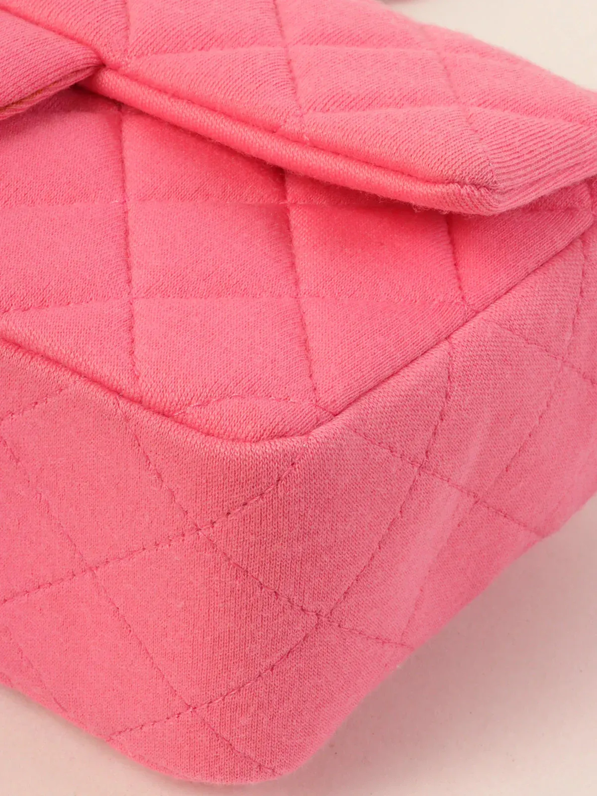 CHANEL Around 2014 Made Cotton Turn-Lock Shoulder Bag Pink