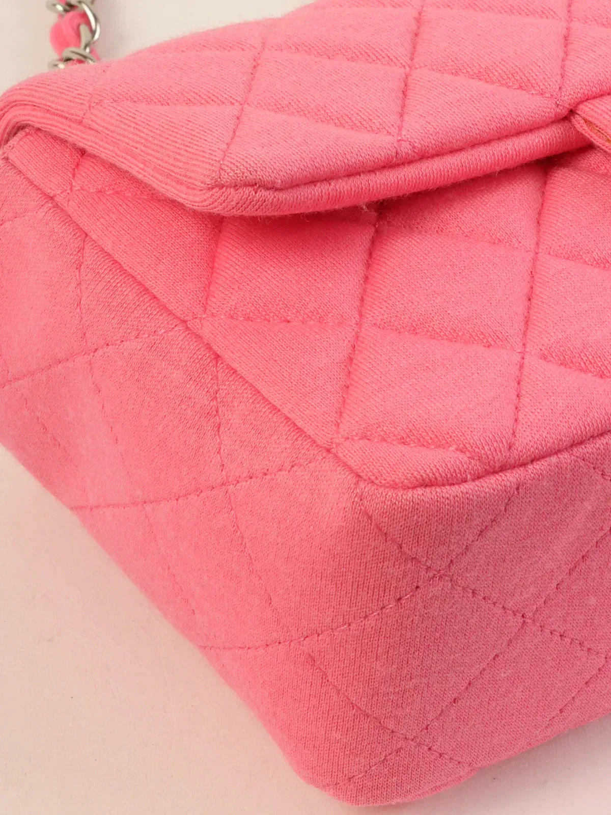 CHANEL Around 2014 Made Cotton Turn-Lock Shoulder Bag Pink