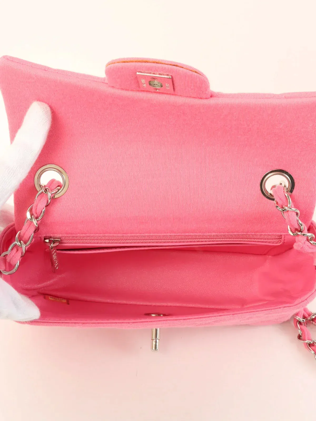 CHANEL Around 2014 Made Cotton Turn-Lock Shoulder Bag Pink