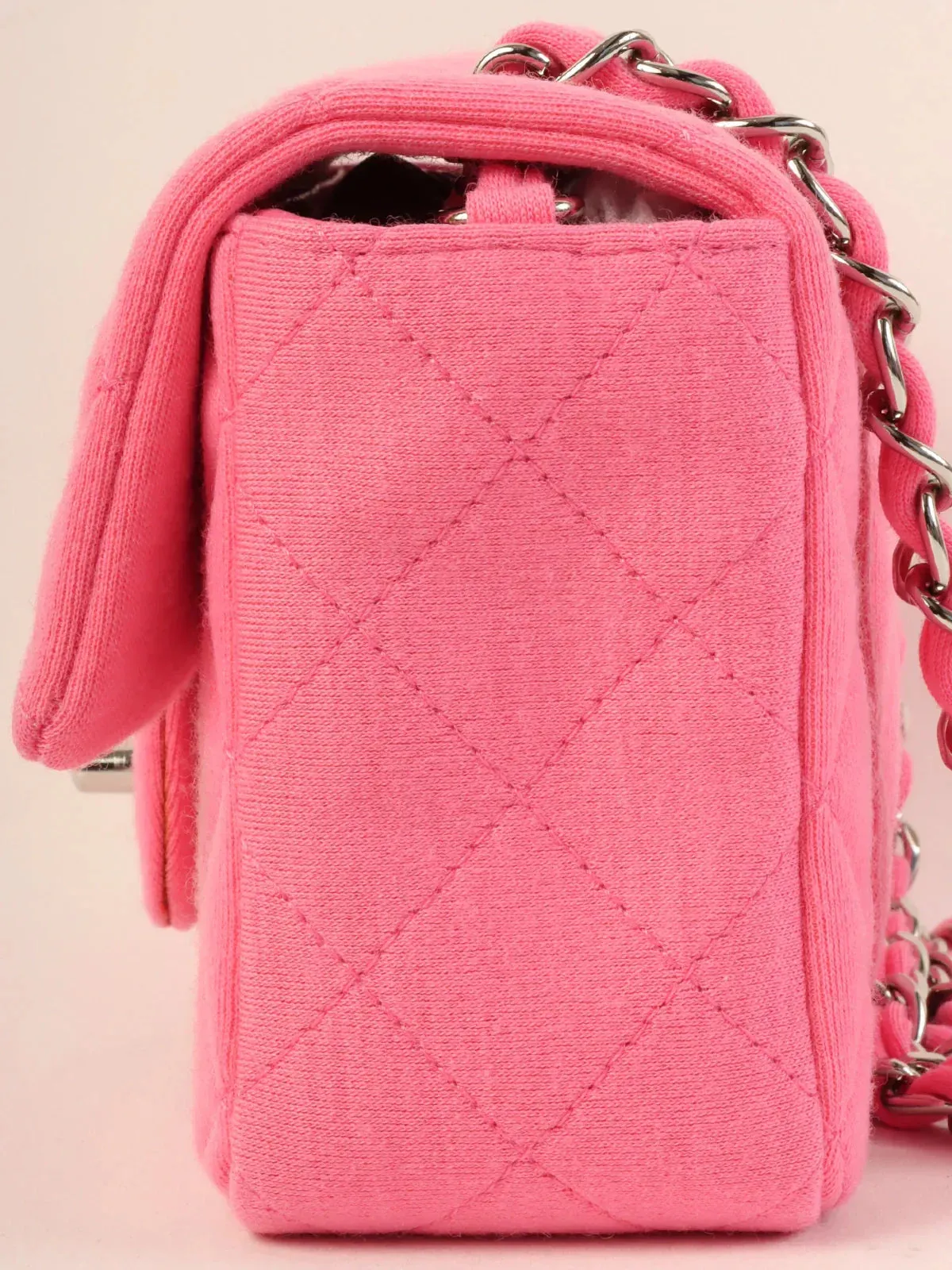 CHANEL Around 2014 Made Cotton Turn-Lock Shoulder Bag Pink