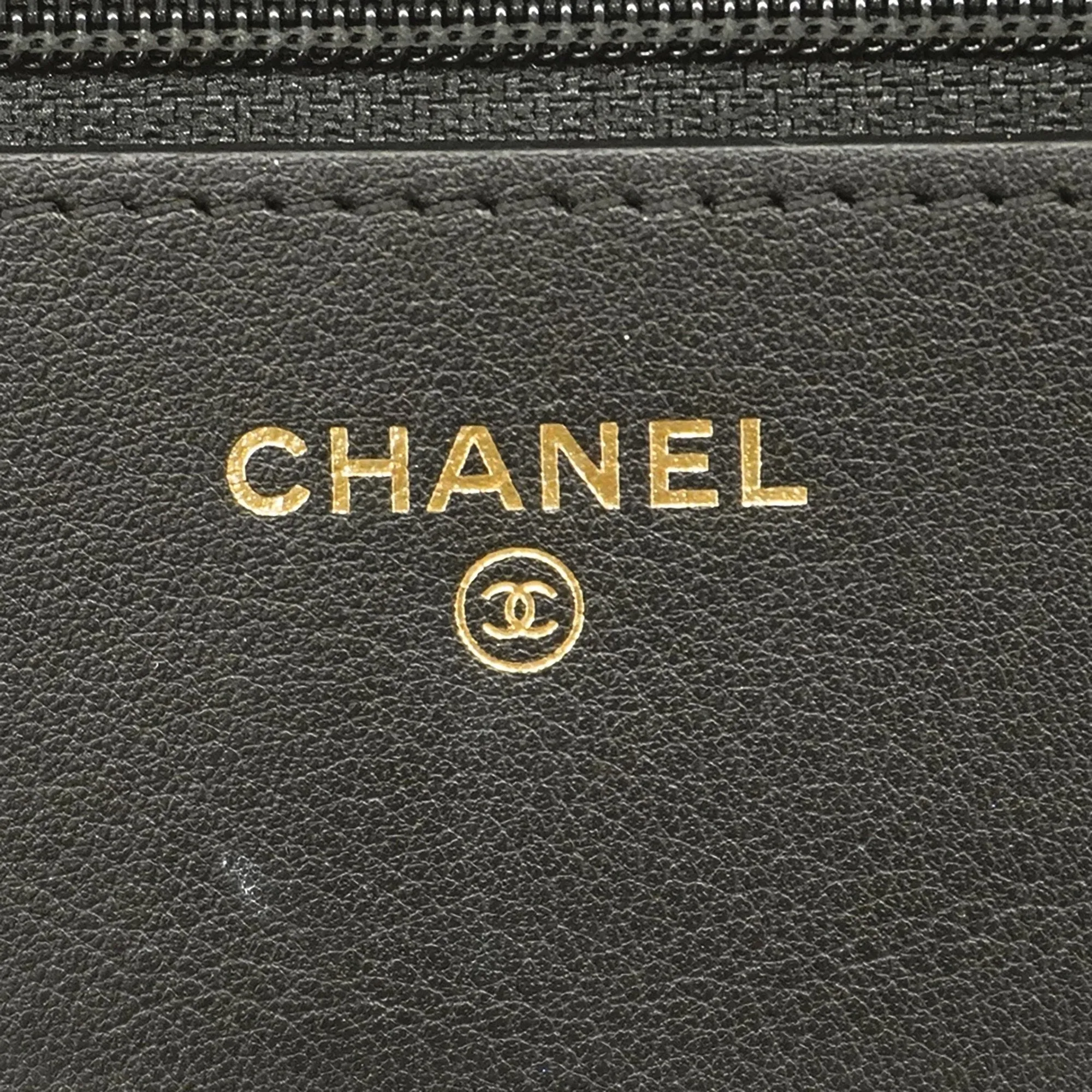 Chanel Boy Chanel Chain Wallet Gold Hardware Women's Lambskin Black