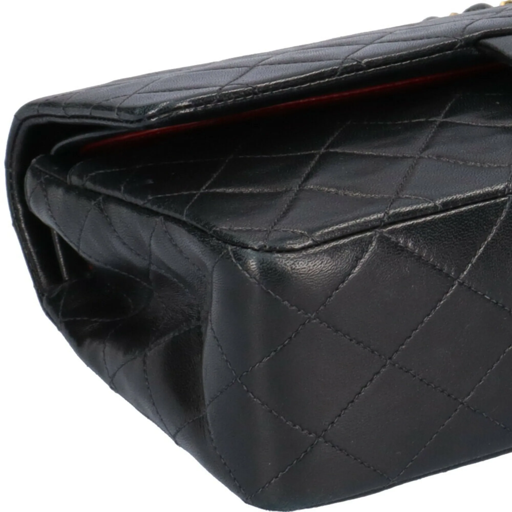 CHANEL chain matelasse shoulder bag lambskin black ladies