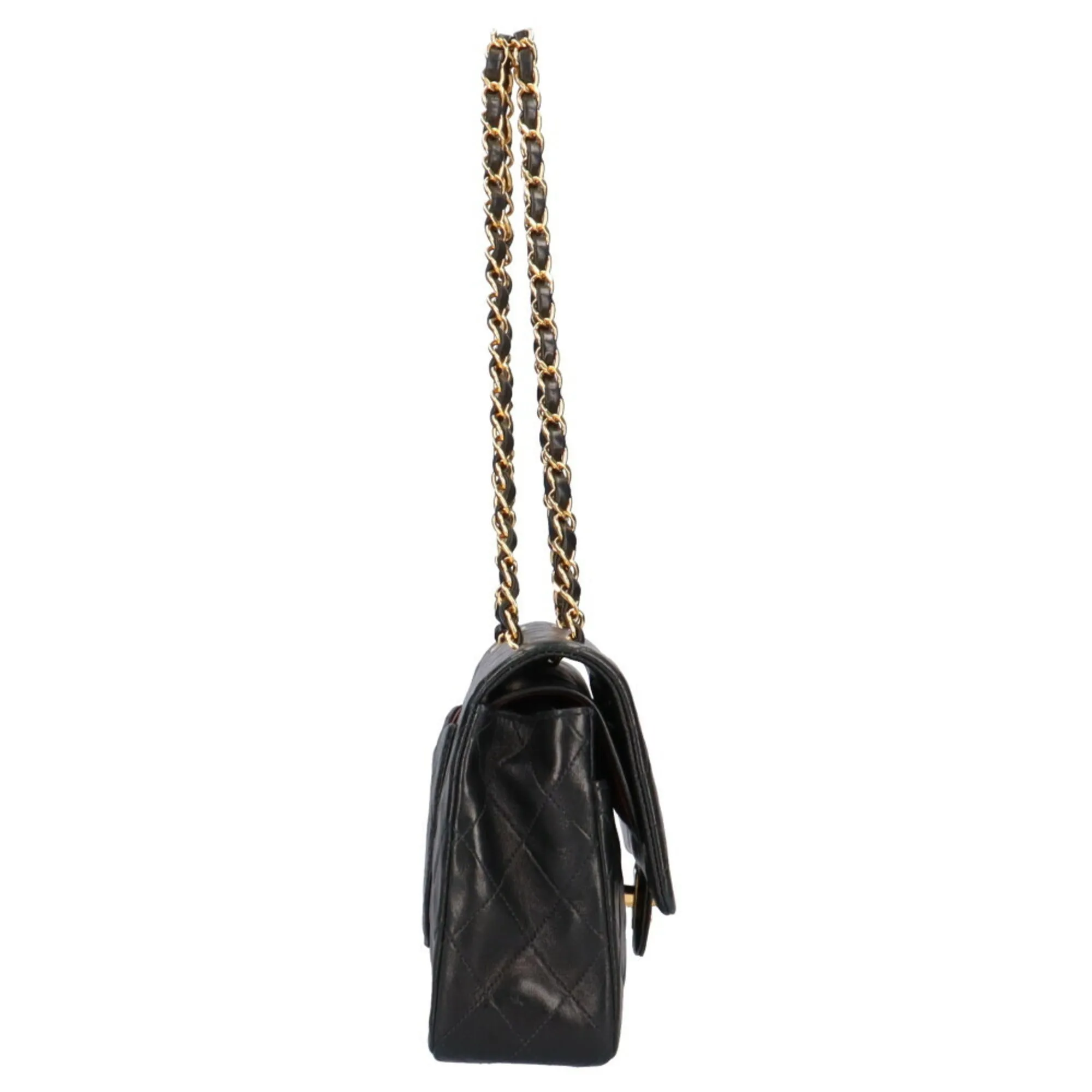CHANEL chain matelasse shoulder bag lambskin black ladies