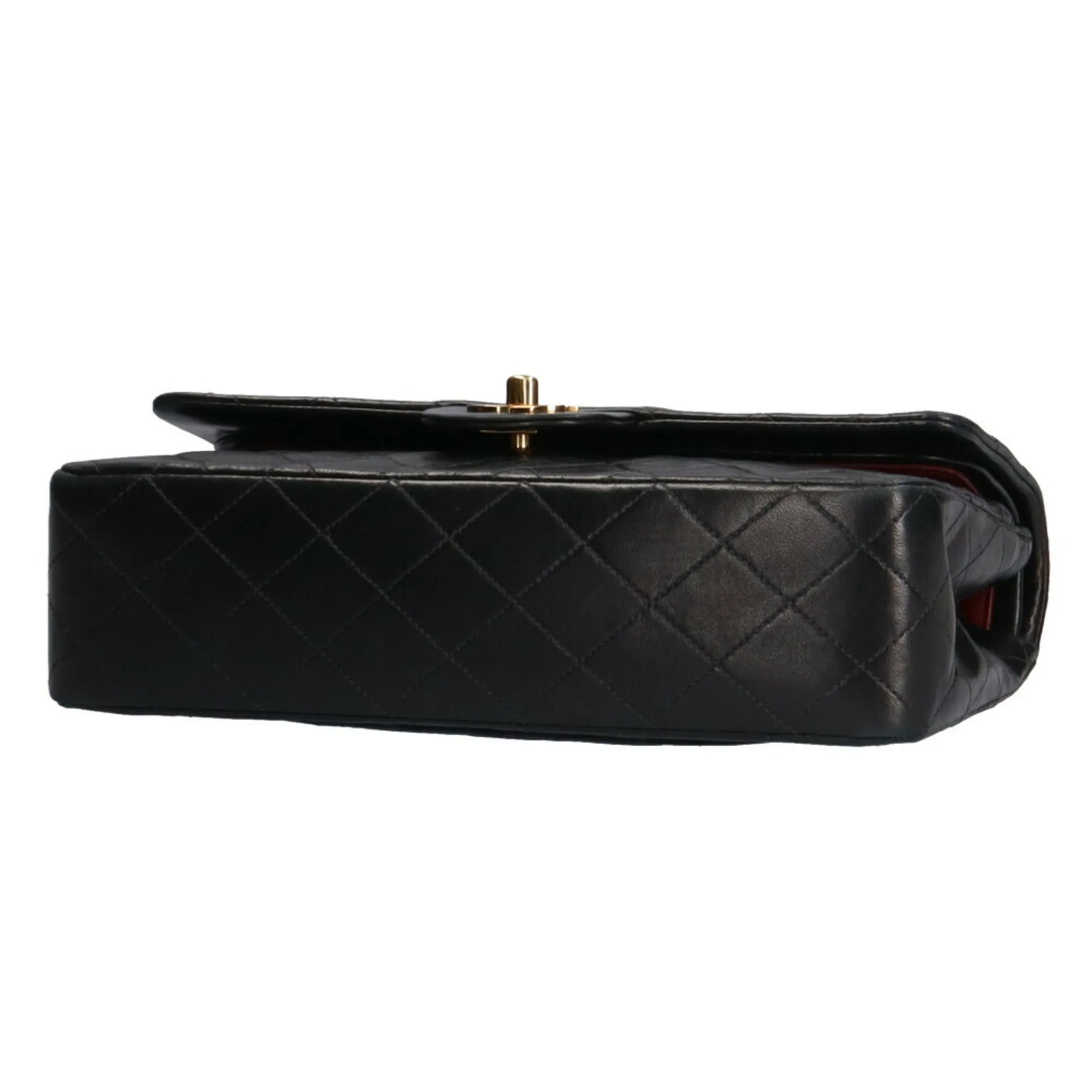 CHANEL chain matelasse shoulder bag lambskin black ladies