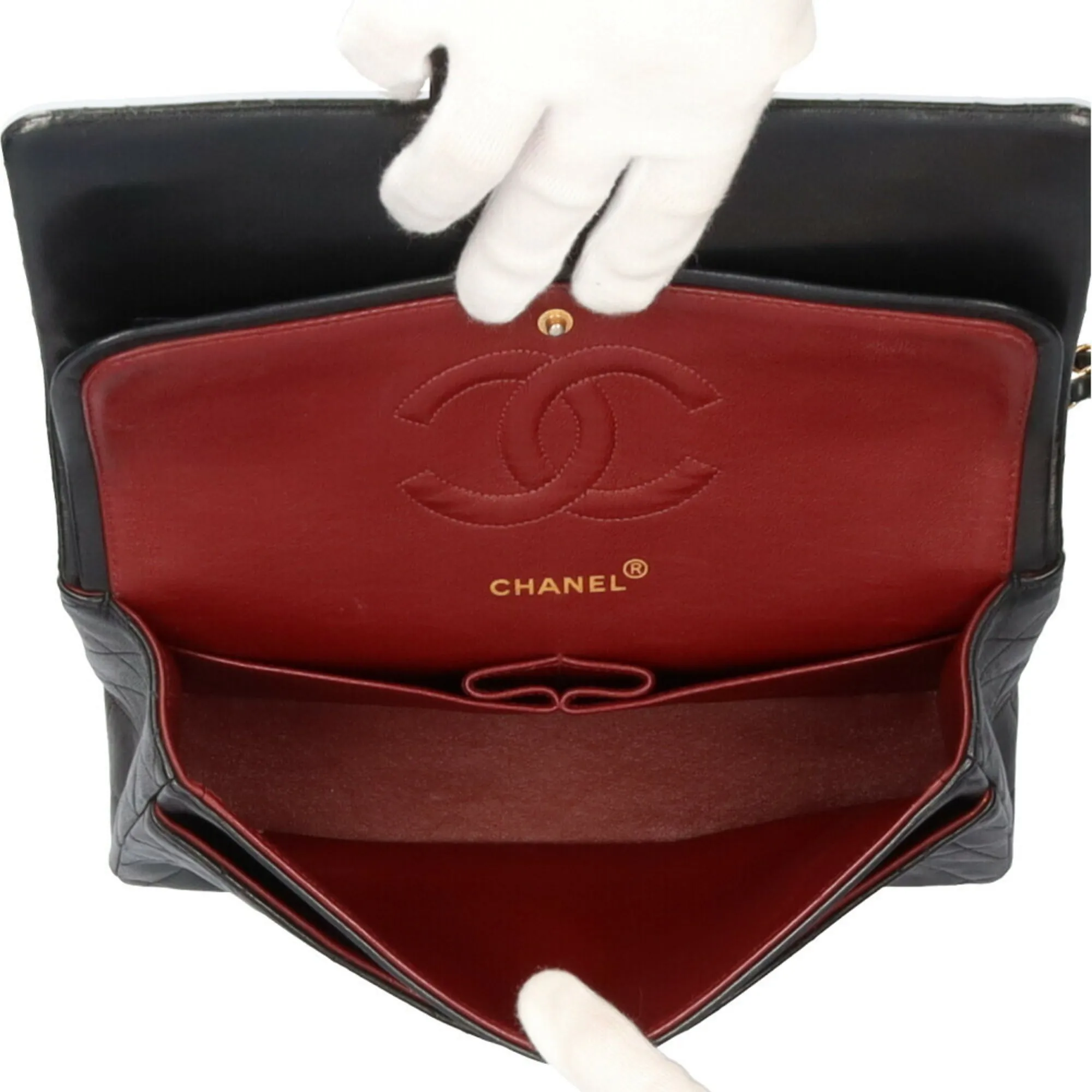 CHANEL chain matelasse shoulder bag lambskin black ladies