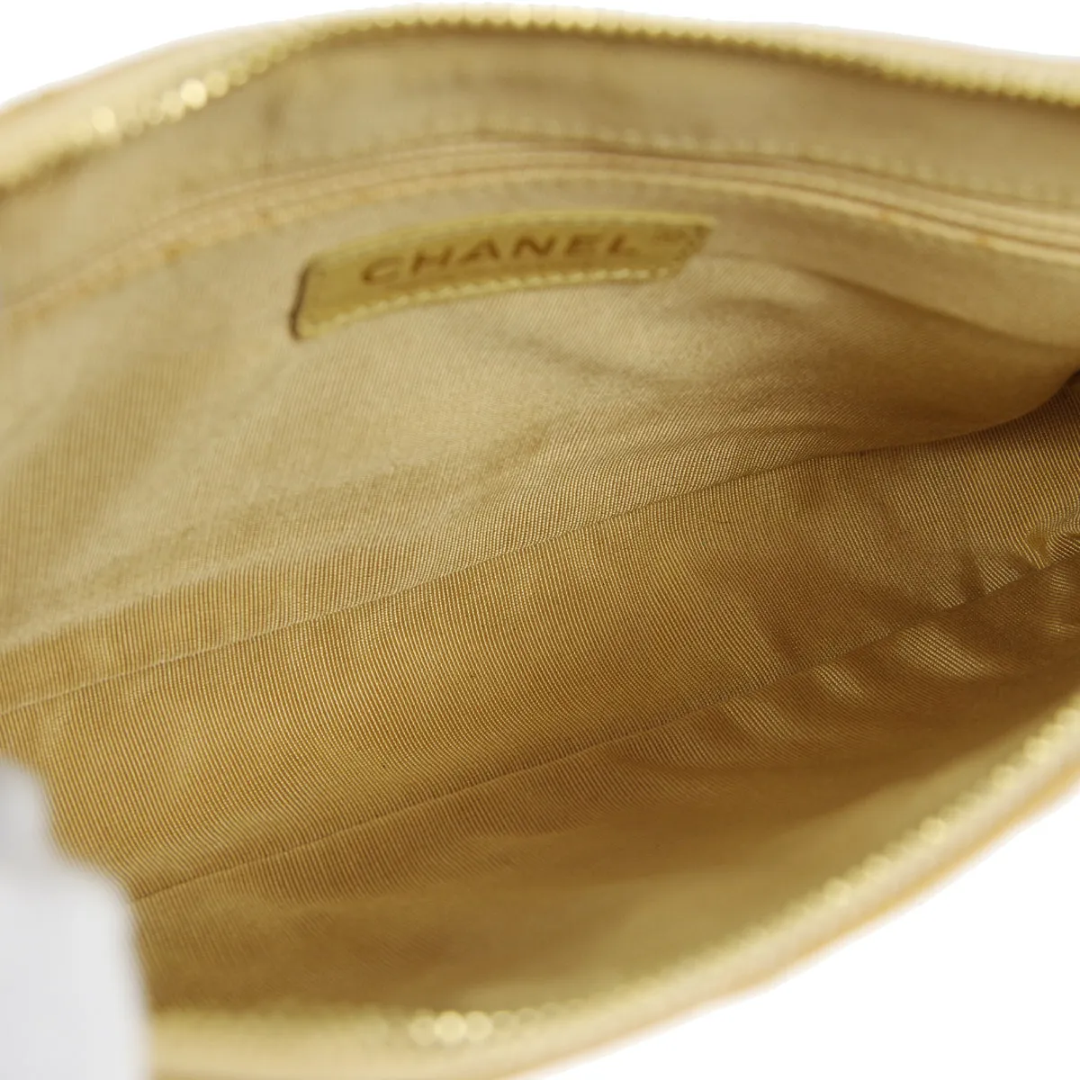 CHANEL Chain Shoulder Bag Beige Caviar