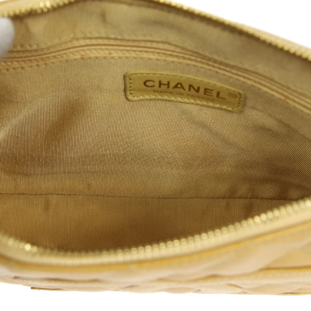 CHANEL Chain Shoulder Bag Beige Caviar