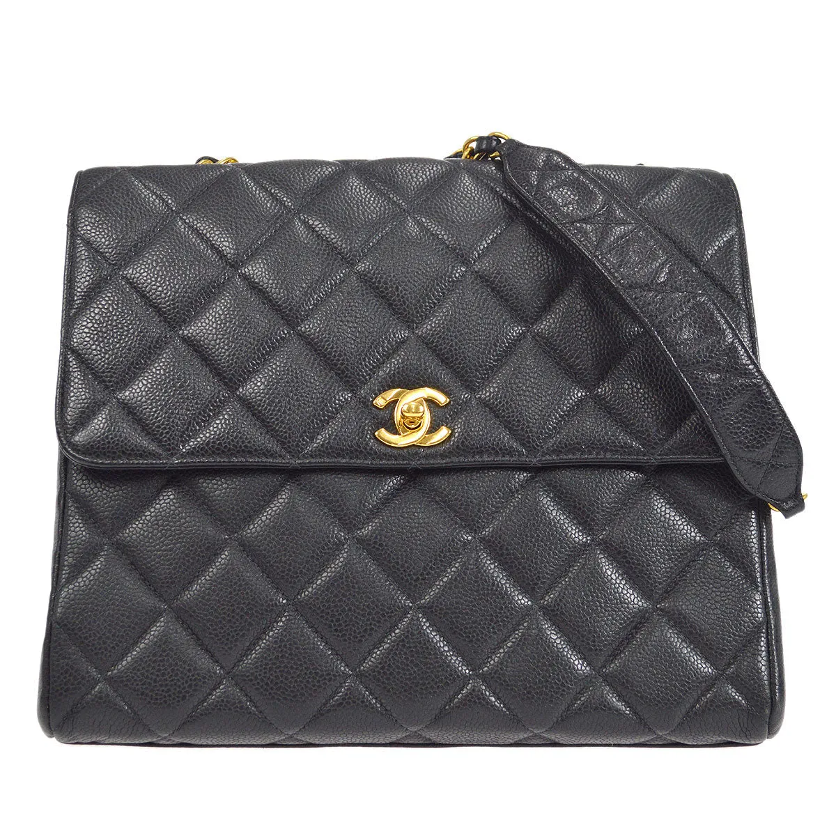 CHANEL Chain Shoulder Bag Black Caviar
