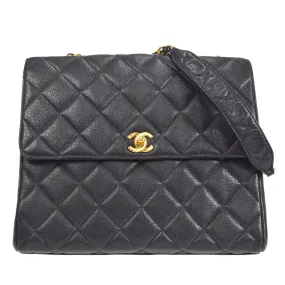 CHANEL Chain Shoulder Bag Black Caviar