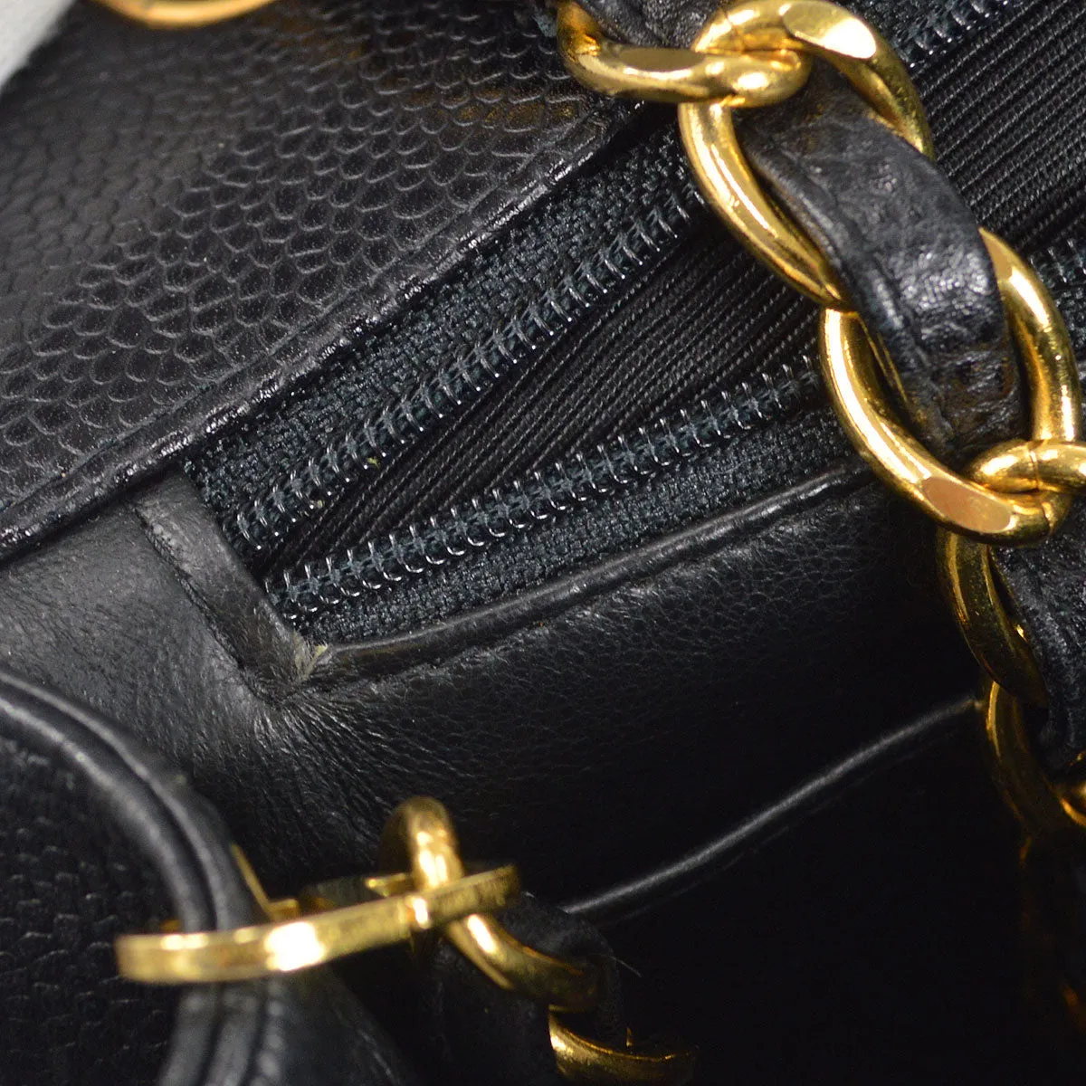 CHANEL Chain Shoulder Bag Black Caviar