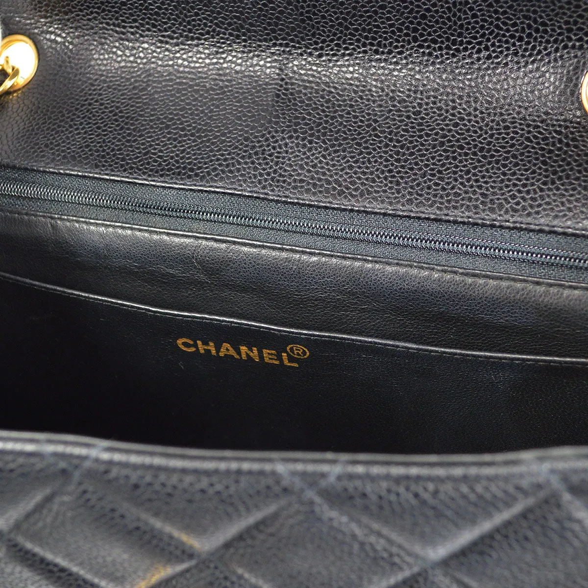 CHANEL Chain Shoulder Bag Black Caviar
