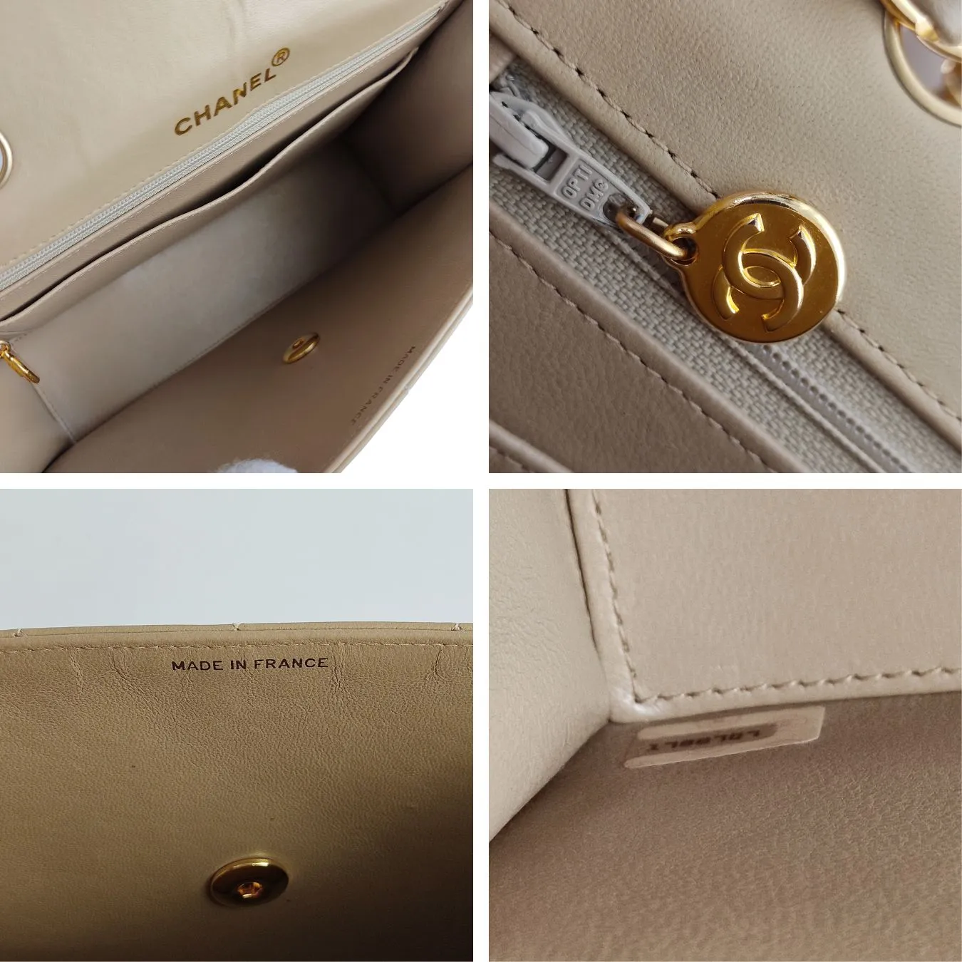 CHANEL Chanel Chanel Timeless Classica turn lock bag in beige leather
