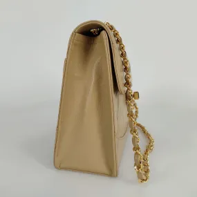 CHANEL Chanel Chanel Timeless Classica turn lock bag in beige leather
