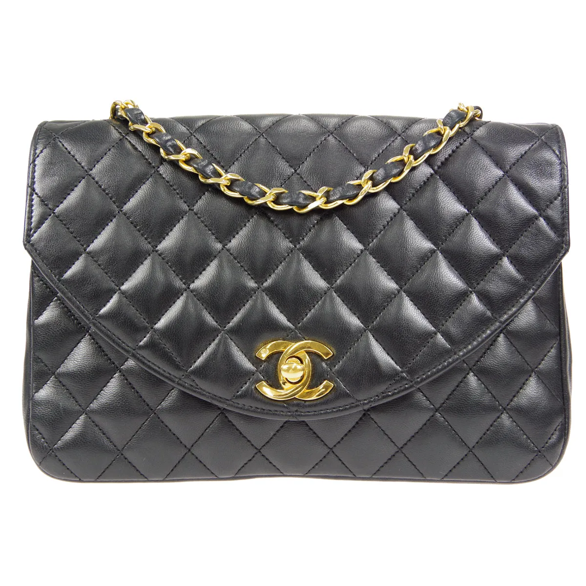CHANEL Classic Flap Chain Shoulder Bag Black Lambskin
