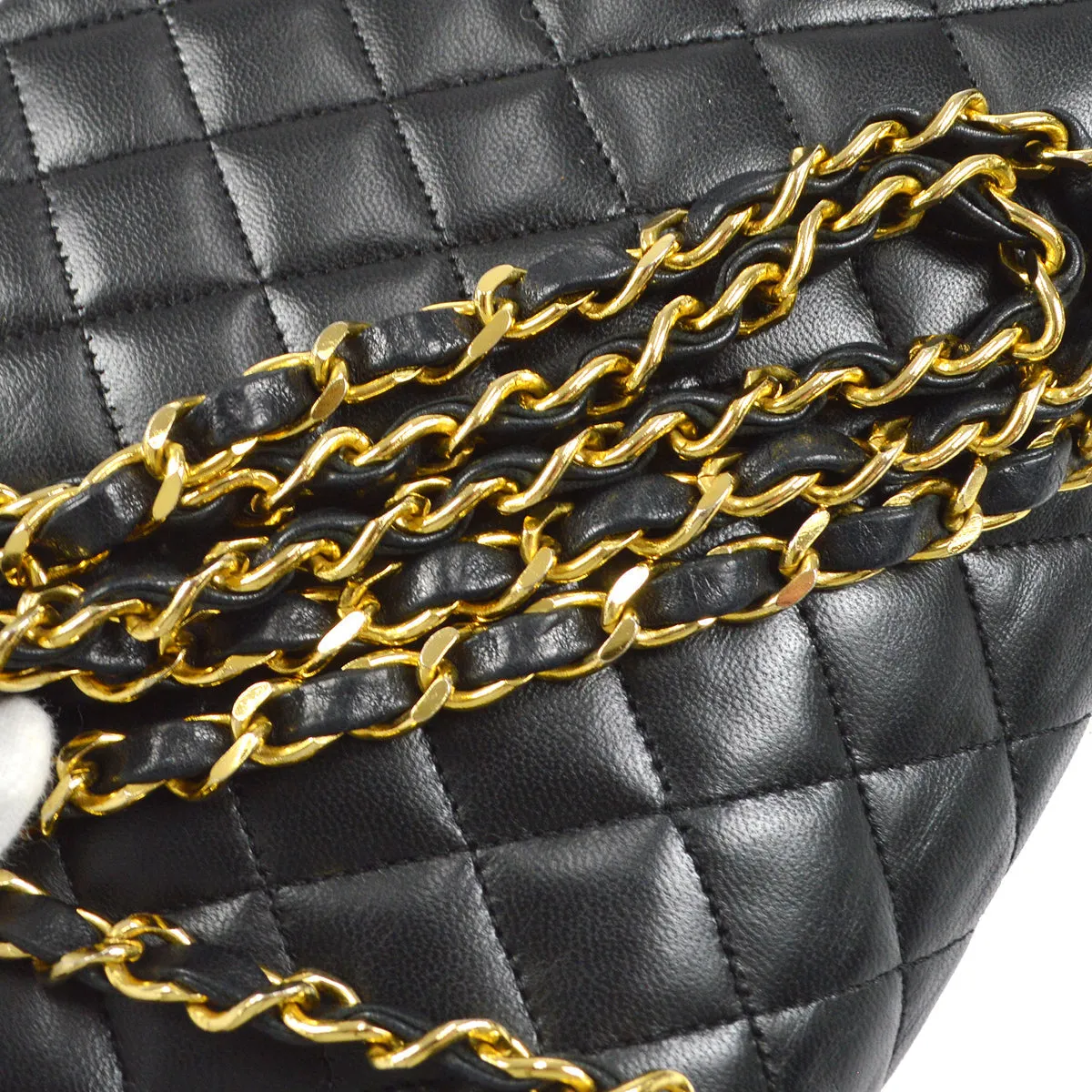 CHANEL Classic Flap Chain Shoulder Bag Black Lambskin