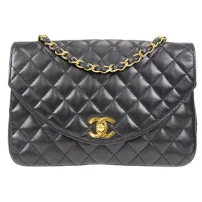 CHANEL Classic Flap Chain Shoulder Bag Black Lambskin