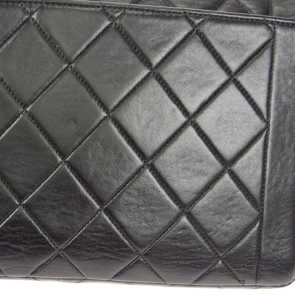 CHANEL Classic Flap Double Chain Shoulder Bag Black Lambskin