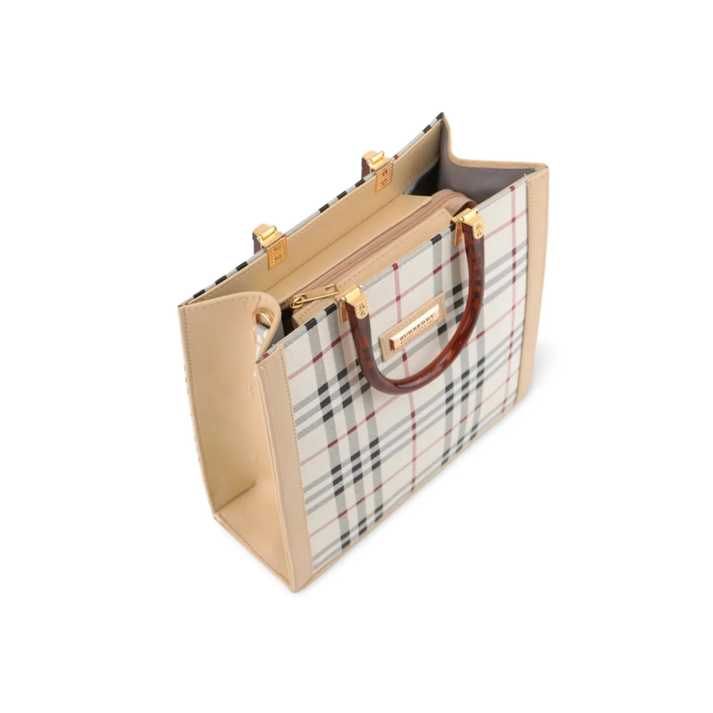 Classic Checked Tote Bag with Detachable Strap
