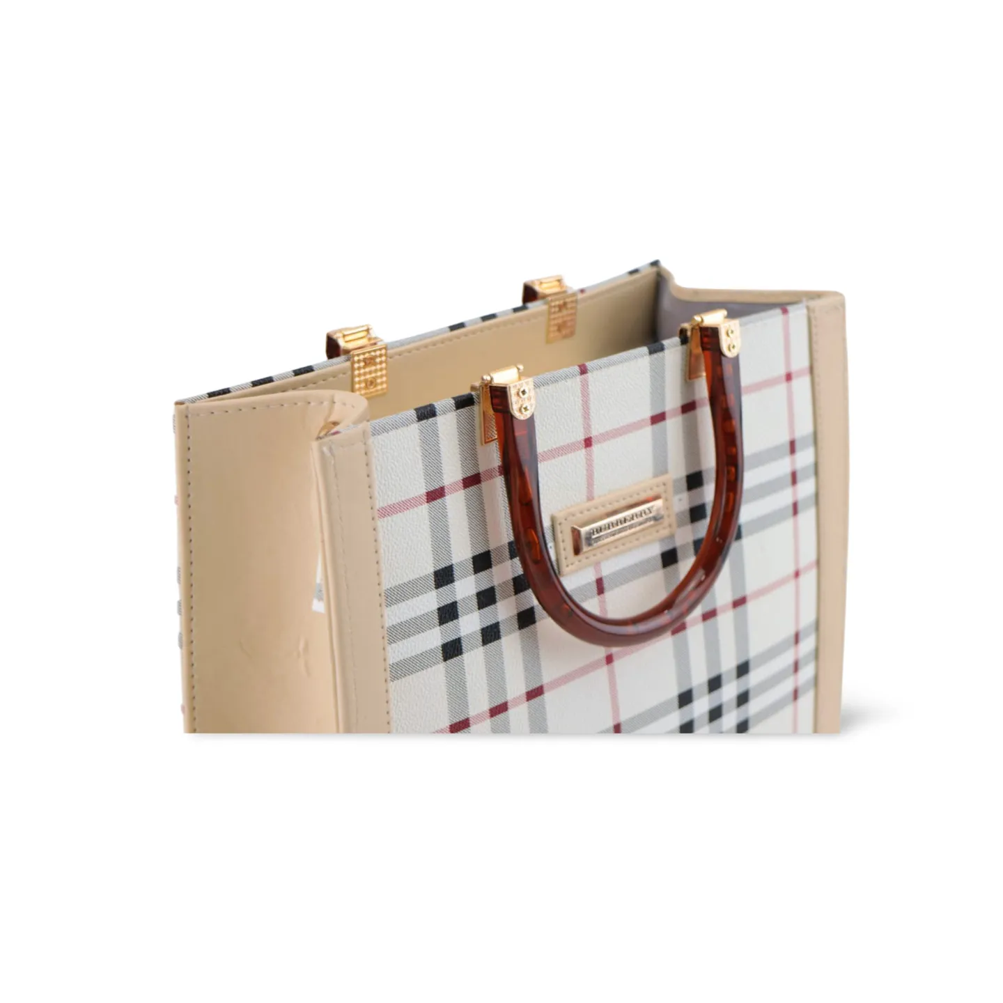 Classic Checked Tote Bag with Detachable Strap